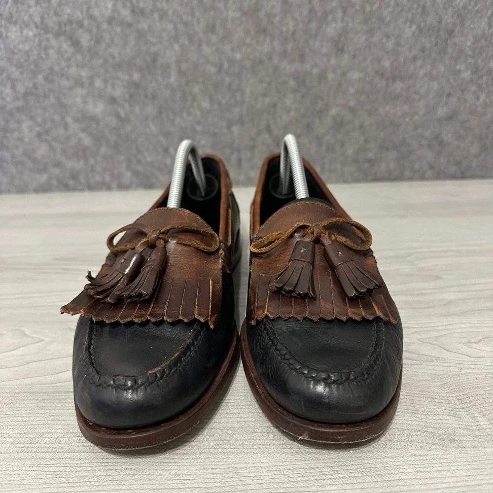 Cole‎ Haan Country Mens Sz 11 Leather Kiltie Tassel Loafers Black Brown Brazil